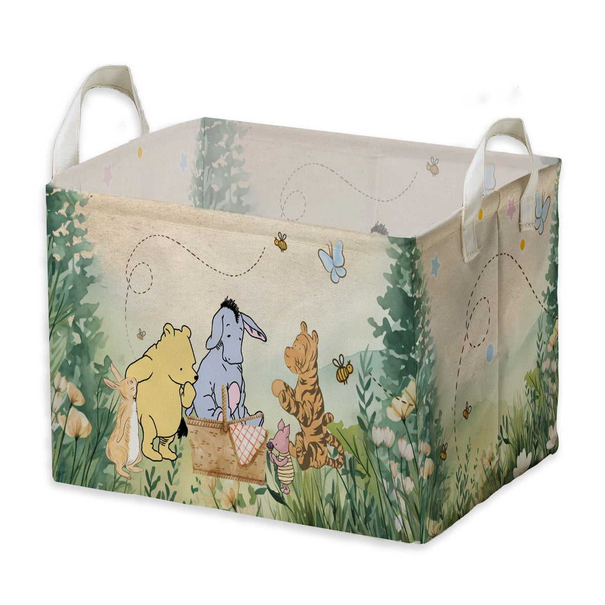 ZsaTuiy Winnie Storage Basket shows nursery design for easy organization of toys.