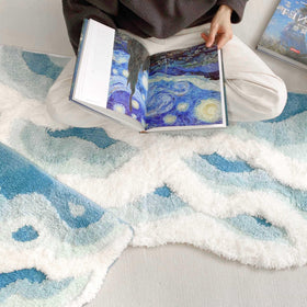 ZSHIFANG closeup of 3D moss fibers in navy with varied heights for cushion