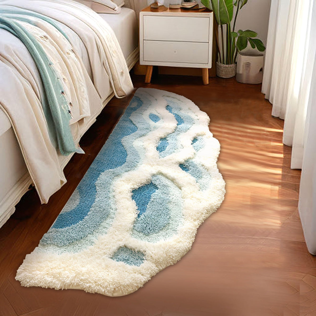 ZSHIFANG machine washable moss rug navy maintains color and softness after cycles