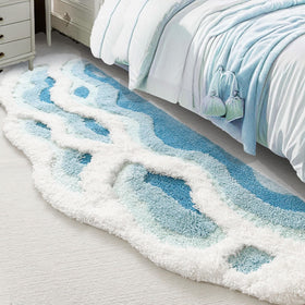 ZSHIFANG Soft Shag 3D moss rug navy front view showing plush texture for cozy feet