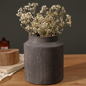 ZSHLXM rustic ribbed vase enhancing farmhouse decor with texture.