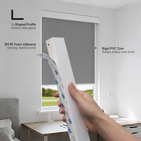 Installation guide view with inside-mount alignment for blinds.