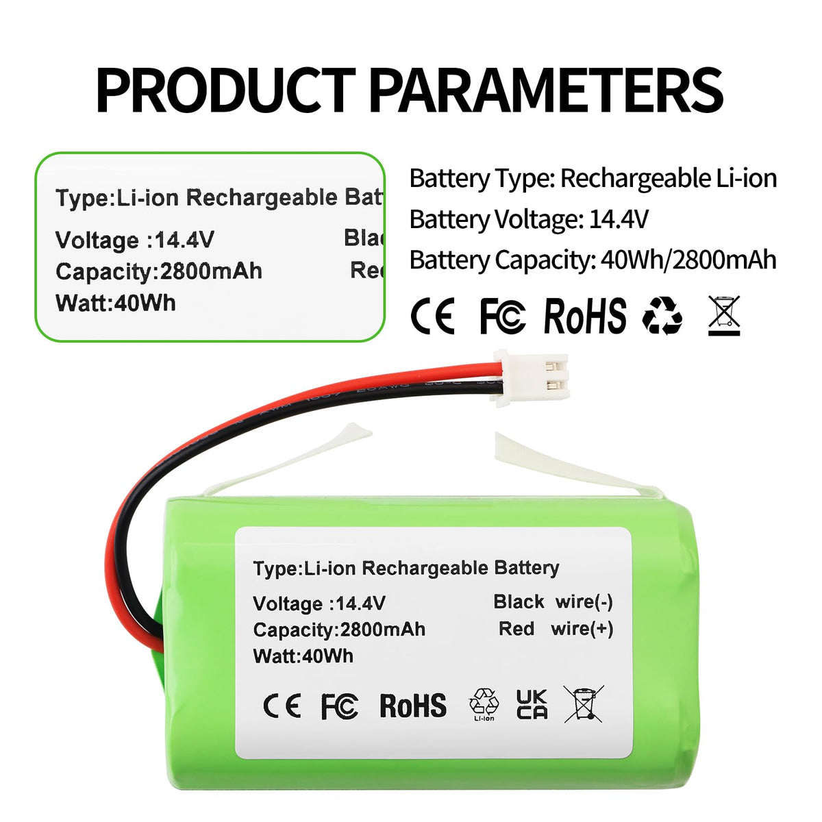 ZTHY RV battery with Shark connector, side view to verify a 2-prong fit.