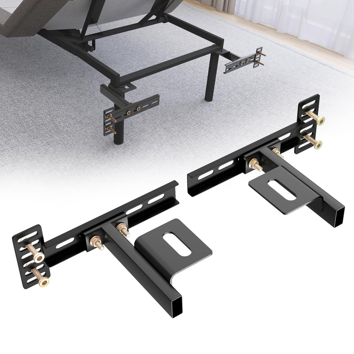 ZUAGCO headboard brackets for metal beds provide solid, adjustable mounting.