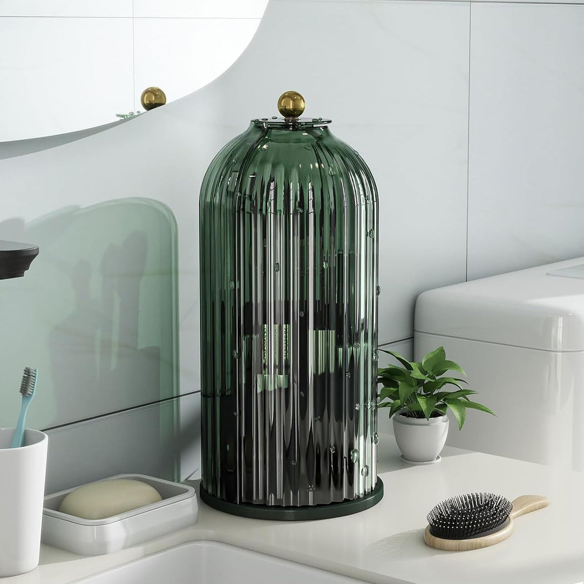 Zufudo all-green durable plastic construction designed for long term bathroom use.