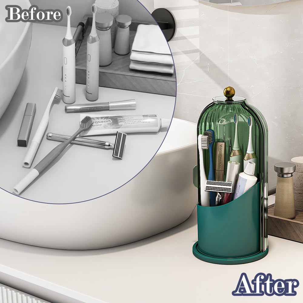 Zufudo all-green three-slot organizer keeps items of different heights neatly separated.