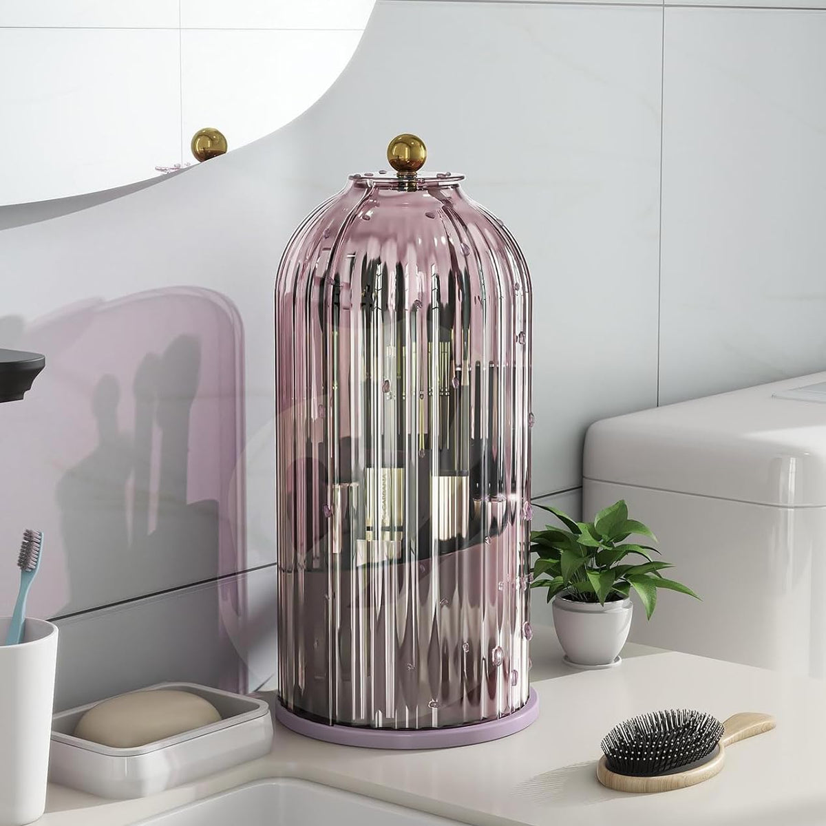 Zufudo all-pink design adds a soft, stylish touch to any bathroom.