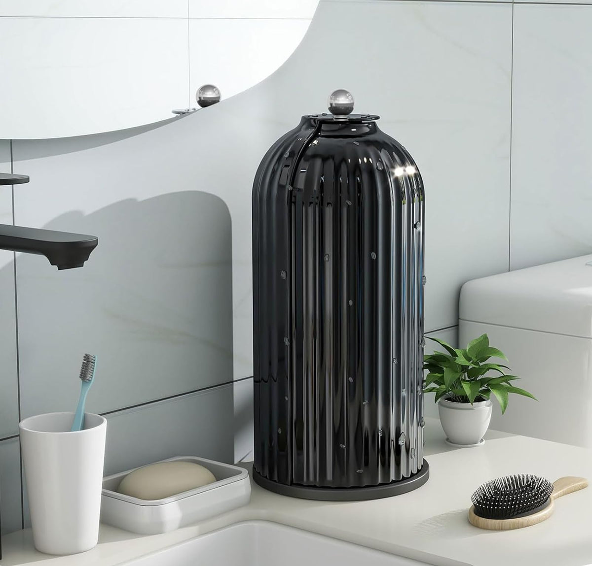 Zufudo solid black makeup brushes organizer adds modern vanity style