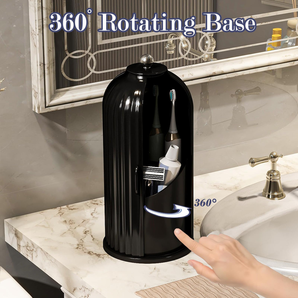 Zufudo toothbrush holder with 360-degree swivel base for easy access