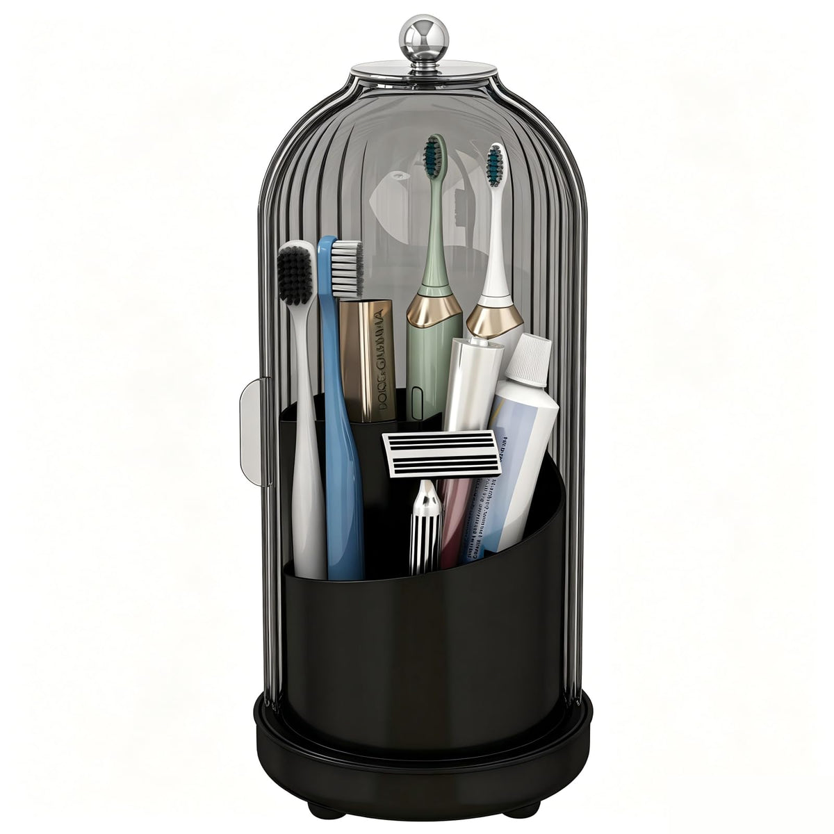 Zufudo toothbrush holder with drainage bottom keeps interior dry and tidy