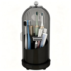Zufudo toothbrush holder with drainage bottom keeps interior dry and tidy