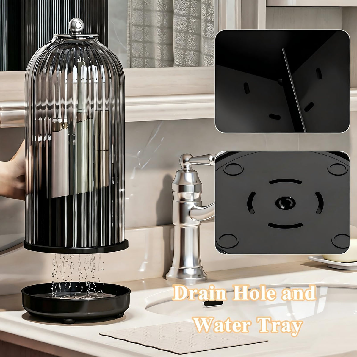 Zufudo toothbrush holder cover with lid open shows dustproof protection