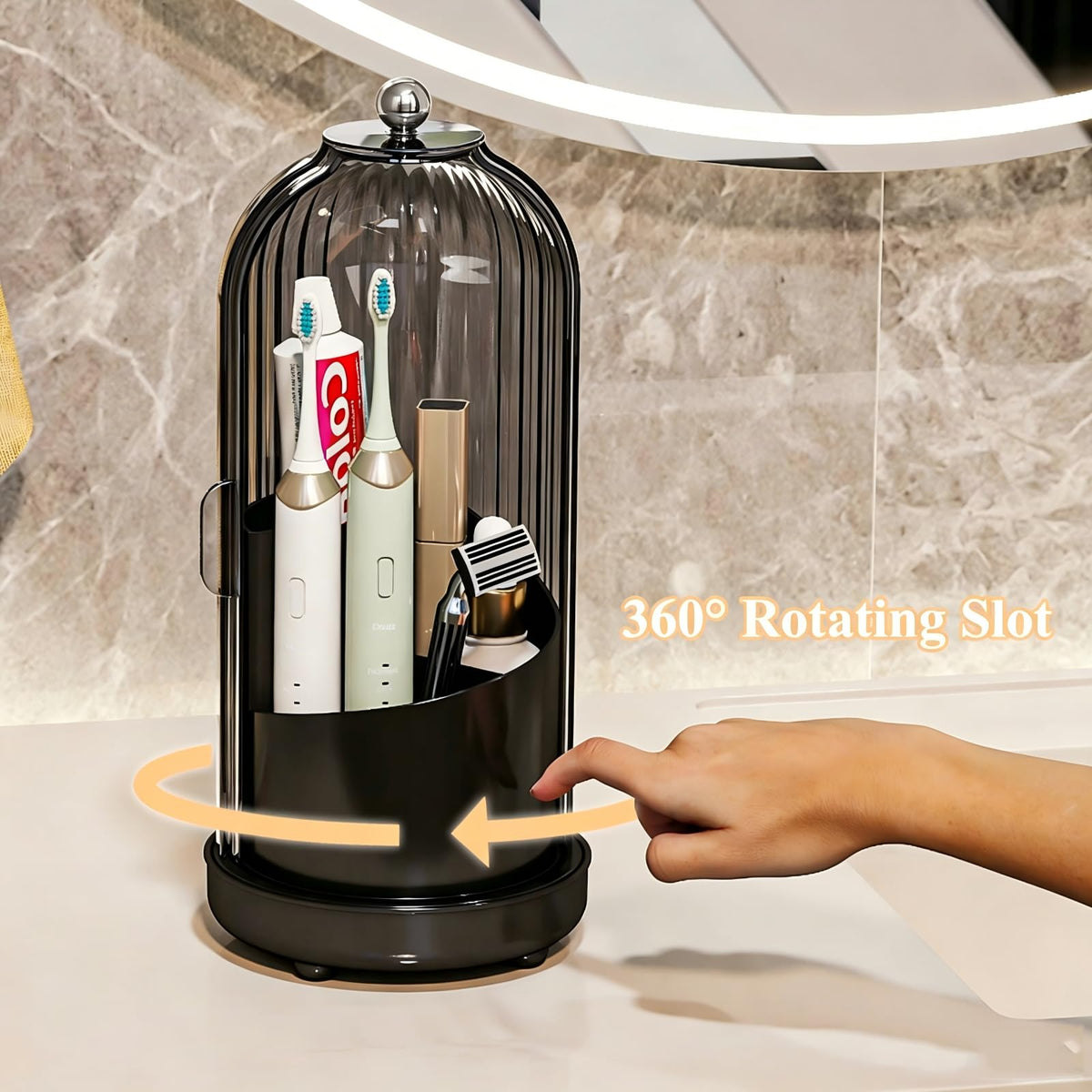 Zufudo toothbrush holder cover doubles as makeup brush organizer