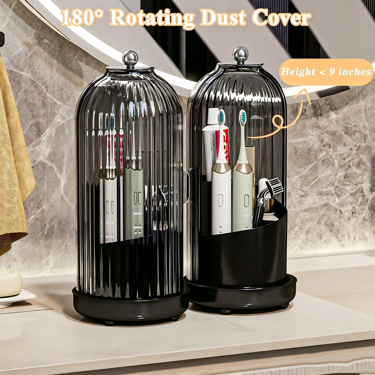 Zufudo toothbrush holder cover saves counter space with compact footprint