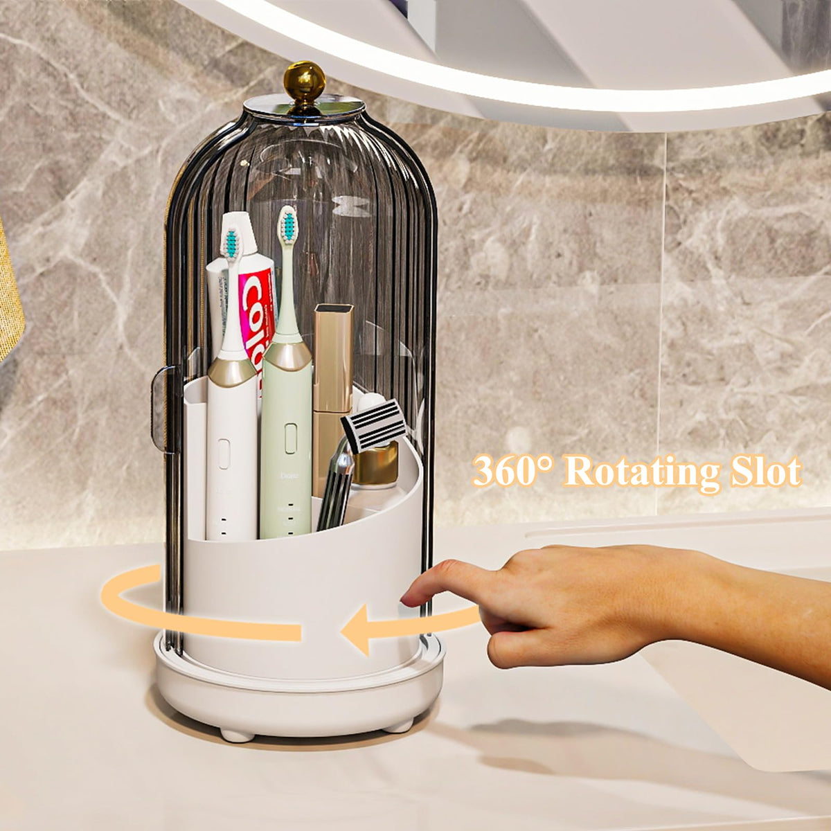 Zufudo space-saving design keeps bathroom counters organized.