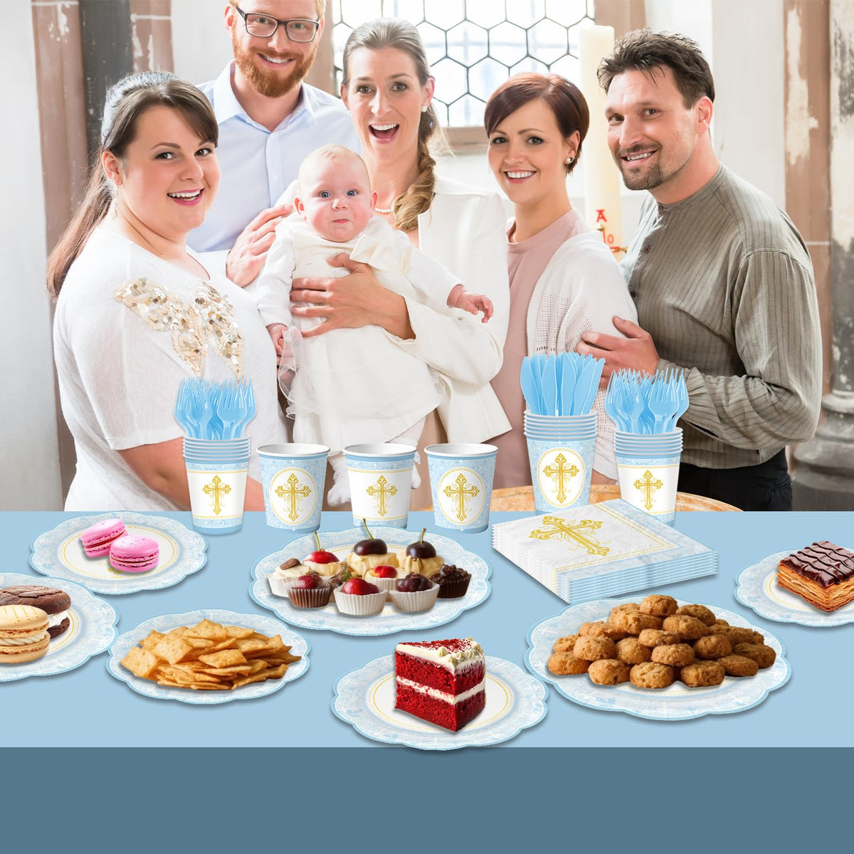 ZUIDAWU baptism cups and napkins kit for easy, mess-free events