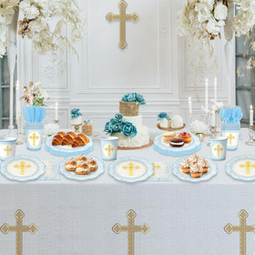 ZUIDAWU cross and lace design plates creating a peaceful baptism table