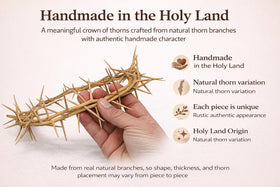 Zuluf holy land thorn wreath closeup shows natural texture and handcrafted charm.