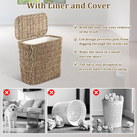 ZUNKNOD seagrass weave detail adds natural texture to any room.