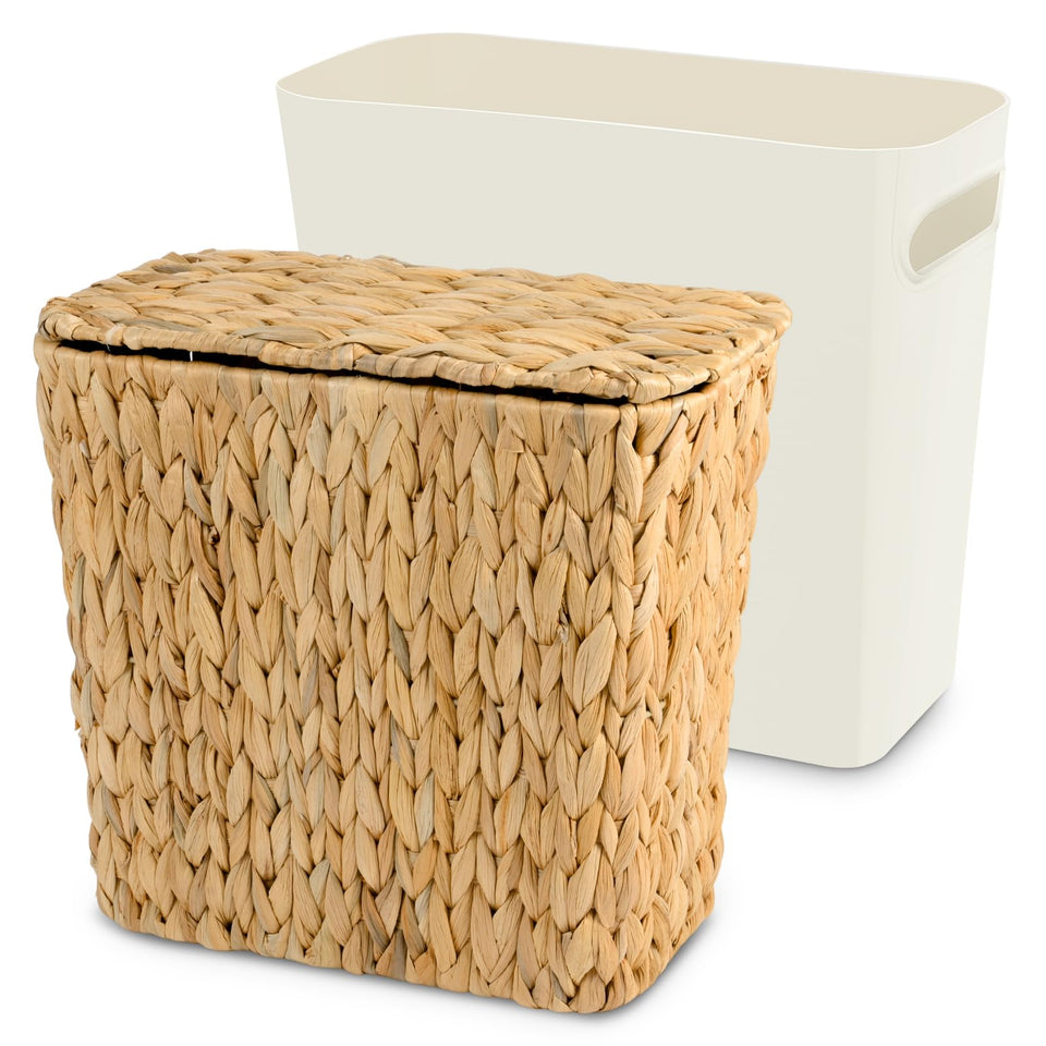 ZUNKNOD wicker trash can with lid for tidy spaces and decor.