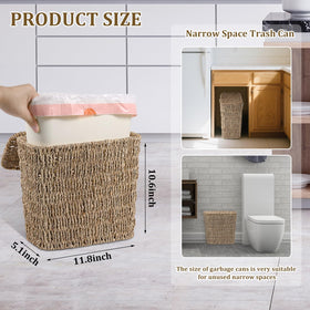 ZUNKNOD wicker waste basket with liner for easy cleanup and leak protection.
