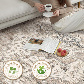 ZUNTKON washable rug with low pile for simple cleaning and easy care.