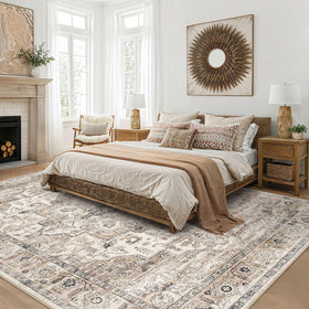 ZUNTKON living room rug with non-slip backing for secure placement.