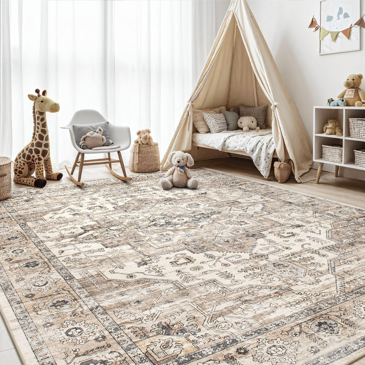 ZUNTKON non-shedding carpet with machine-wash care for busy homes.