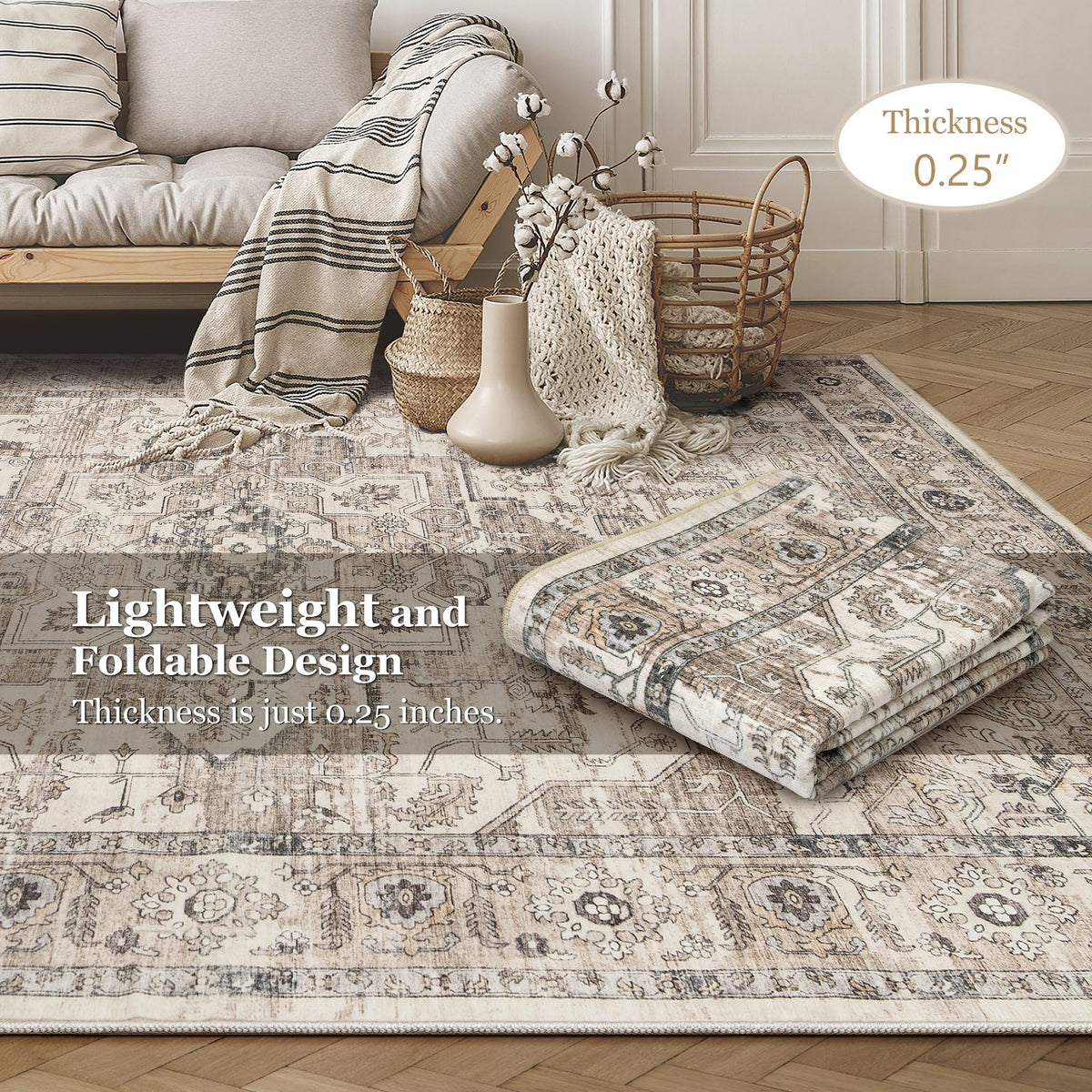 ZUNTKON tea brown rug blends warm tones with versatile sizing for rooms.