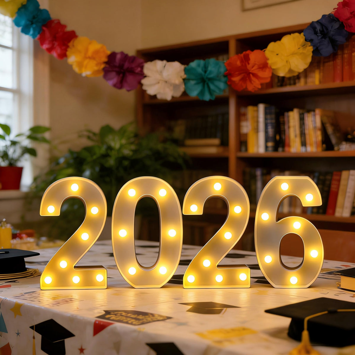 ZUOKEMY LED marquee 2026 sign front view glowing for festive photo opportunities