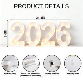 ZUOKEMY LED marquee 2026 sign illuminated closeup highlights warm glow