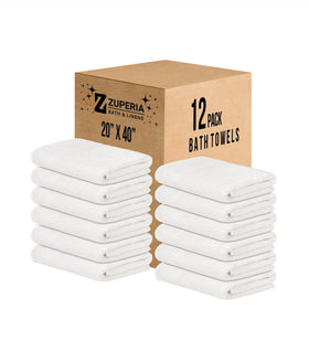 ZUPERIA classic bulk towels front view, showing economical 100% cotton softness for daily hospitality.
