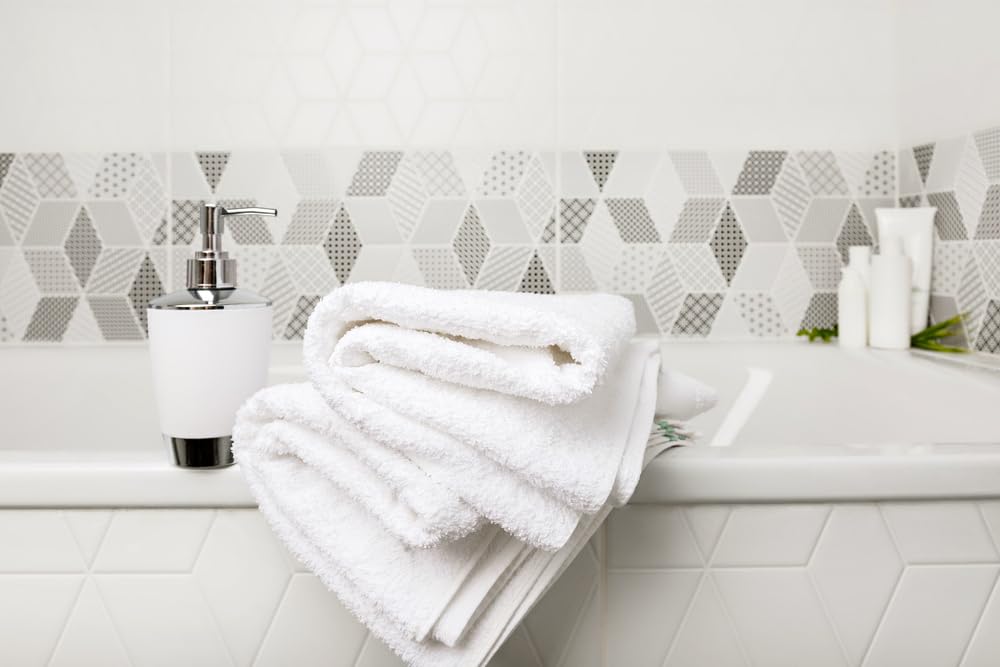 Zuperia towels folded for display, plush texture.