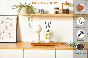 Zurklulu acacia riser top view highlights smooth finish for elegant display.
