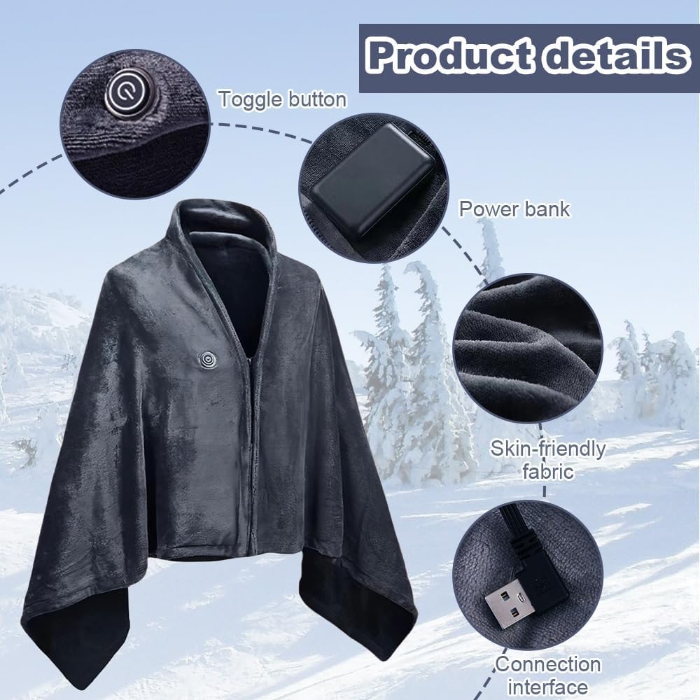 ZUSKYZU durable heated shawl with velvet finish for everyday warmth.