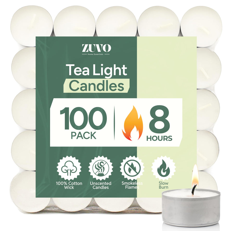 Zuvo tea lights 8-hour burn deliver a steady glow for events and ambiance