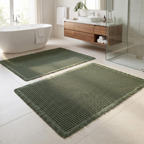 ZVFFDG waffle bath mat 17x24 in olive green, fast-absorbing for dry floors.