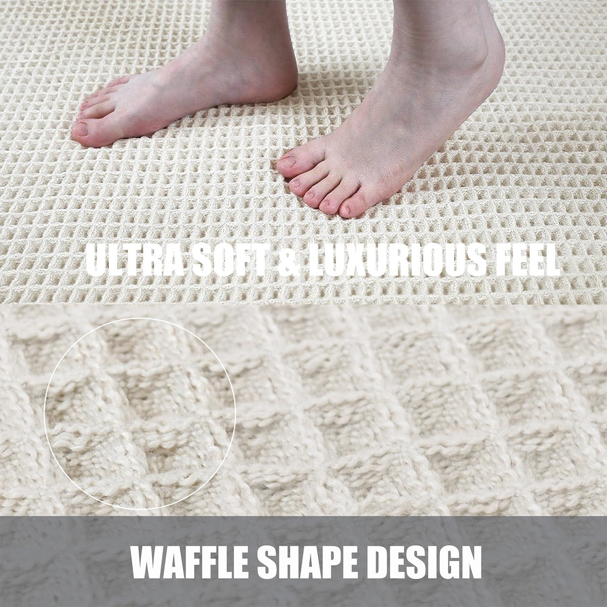 ZVFFDG waffle bath mat soft fibers offer cushioned comfort and warmth.