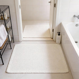 ZVFFDG set of two mats shown on bathroom floor for versatile layout.