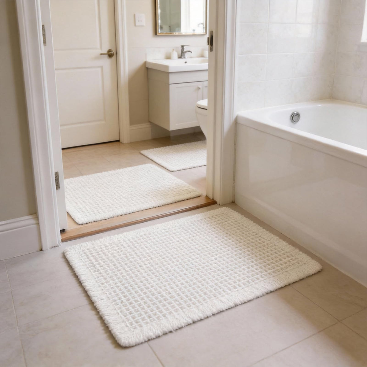 ZVFFDG waffle bath mat easy care and air-dry friendly for hassle-free upkeep.