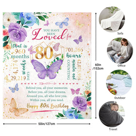 ZWERIVP 60x50 inches birthday blanket fits laps and couches comfortably.