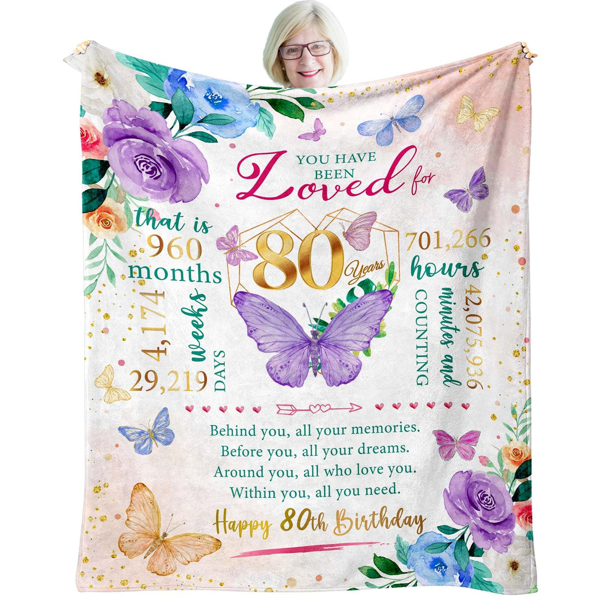 ZWERIVP 80th birthday blanket throw offers cozy warmth for milestone celebrations.