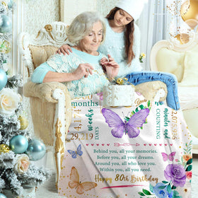 ZWERIVP purple butterflies design blanket adds elegant decor and sentimental value.