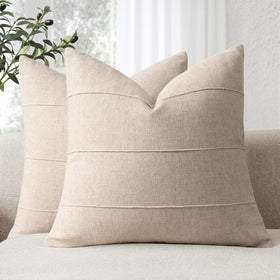 ZWJD decorative linen pillow cover with striped pattern enhances neutral living spaces.