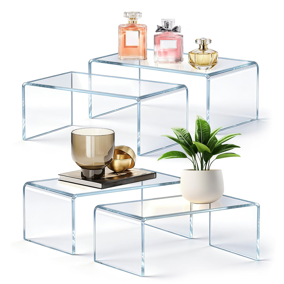 ZXQIRAX large acrylic risers 12.4-inch elevate perfume displays with clear finish