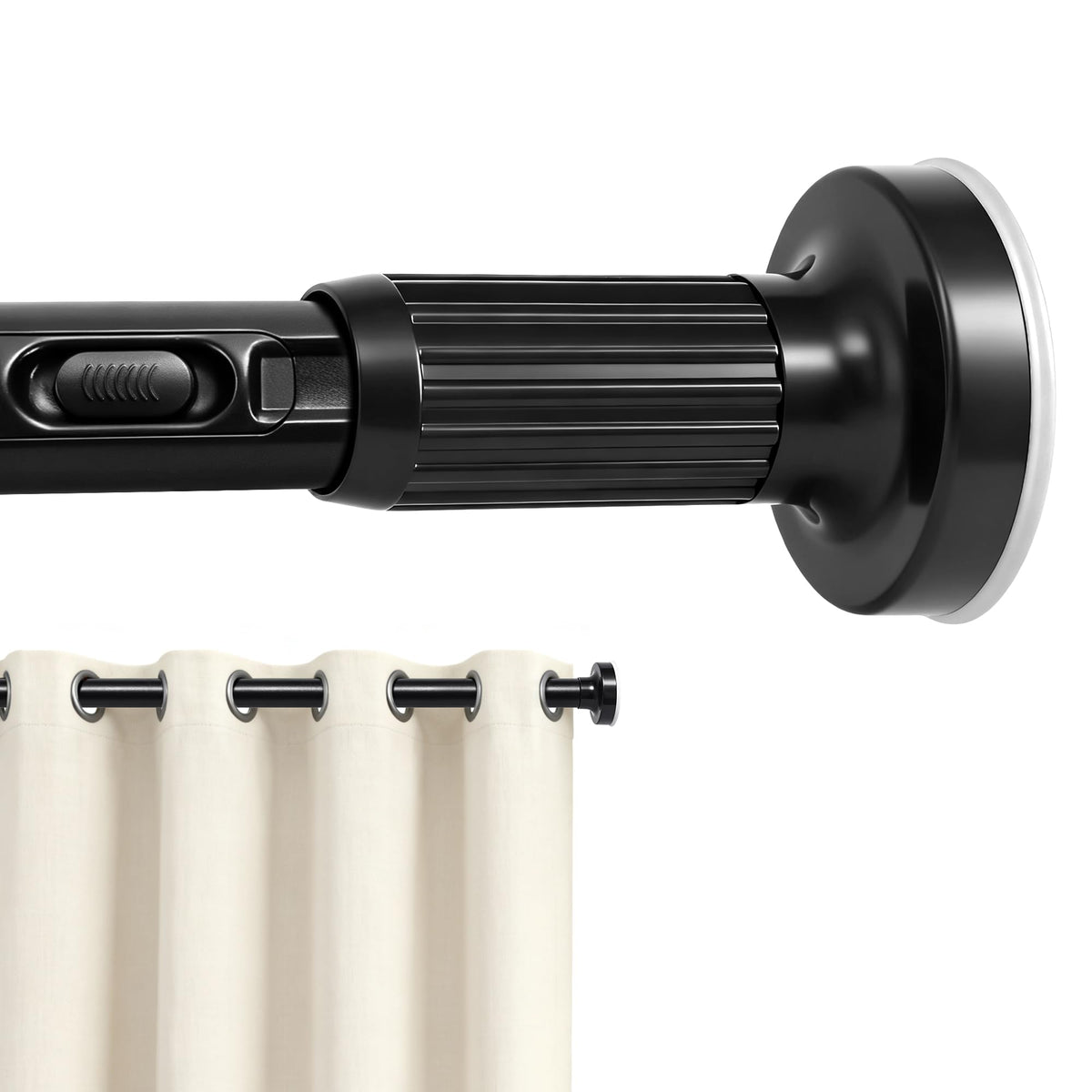 ZYKORT tension curtain rod extended using one-click setup for quick use