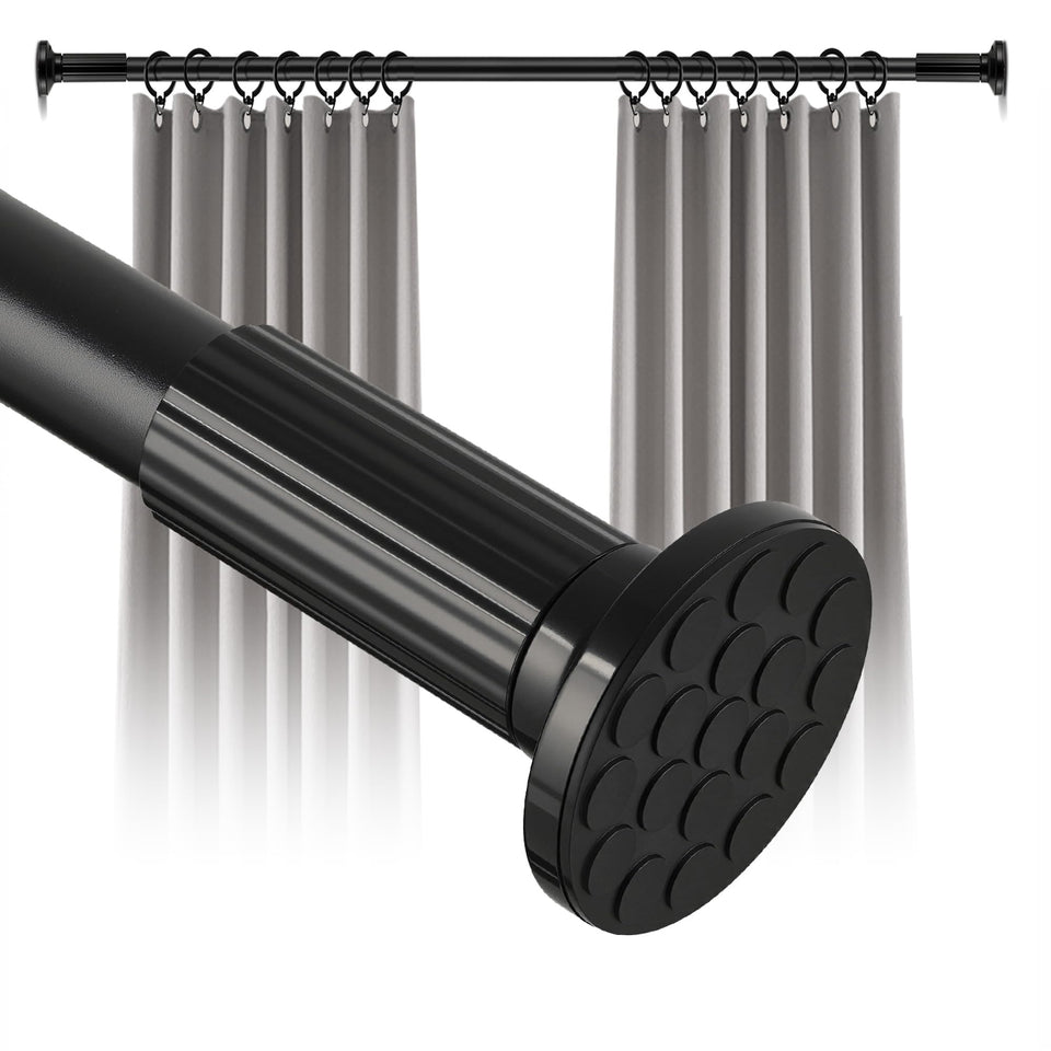 ZYKORT tension curtain rod spans 51–128 inches for heavy curtains.