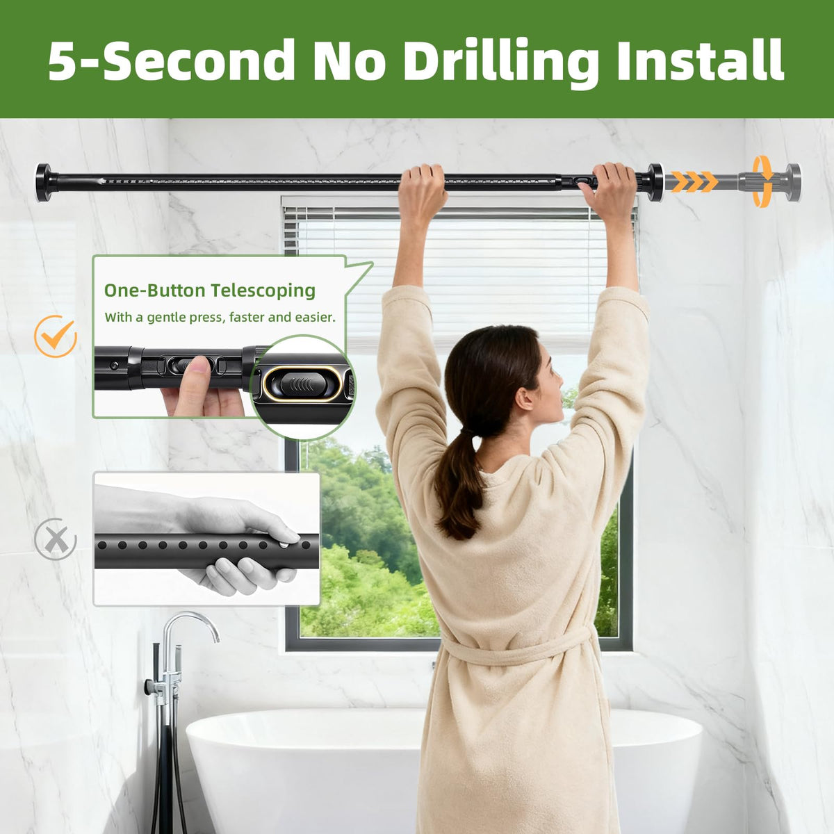 ZYKORT adjustable-length curtain rod demonstrates 39-137 inch versatility