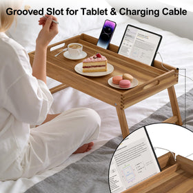Zyraflux bed tray offers seven point nine inches of leg space for comfort.
