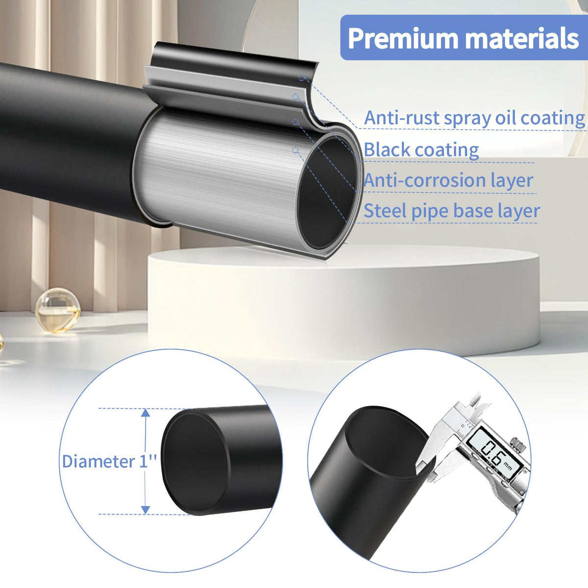 ZYRW 1-inch diameter steel rod for sturdy curtain support.